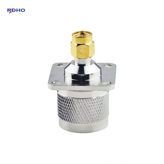 N Male to SMA Male 4 Hole Flange Adapter