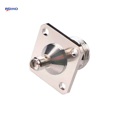 SMA Female to N Female 4 Hole Flange Adaptor