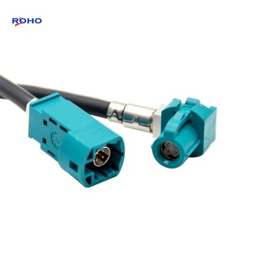 Fakra HSD Z Straight Plug to Fakra HSD Z Right Angle Jack Cable Assembly