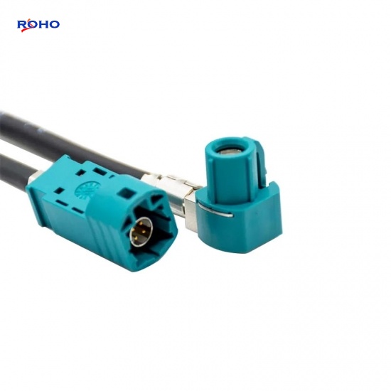 Fakra HSD Z Straight Plug to Fakra HSD Z Right Angle Jack Cable Assembly