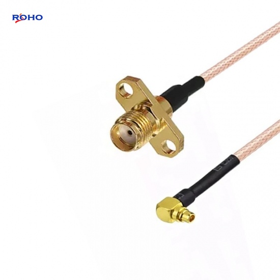 MMCX Right Angle Plug to SMA Female 2 Hole Flange Cable Assembly