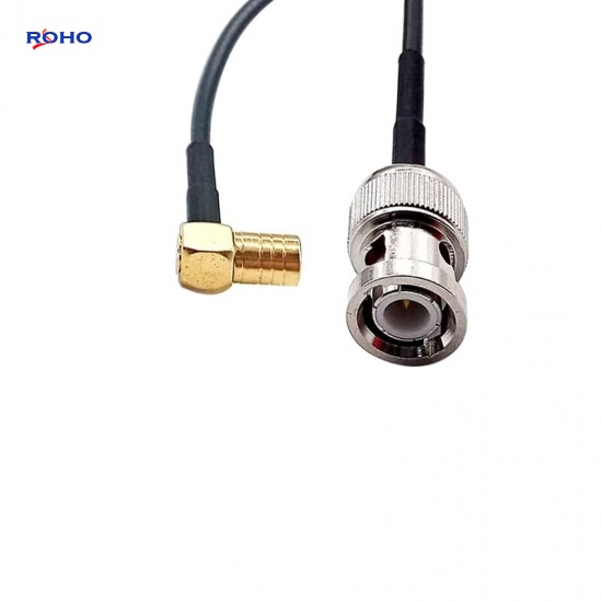 SMB Plug Right Angle to BNC Male Cable Assembly with RG174 Cable