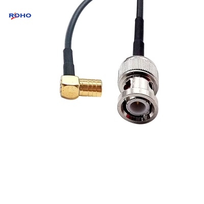 SMB Plug Right Angle to BNC Male Cable Assembly with RG174 Cable