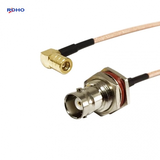 SMB Plug Right Angle to BNC Female Cable Assembly with RG316 Cable