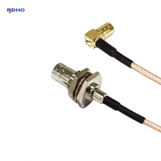 SMB Plug Right Angle to BNC Female Cable Assembly with RG316 Cable