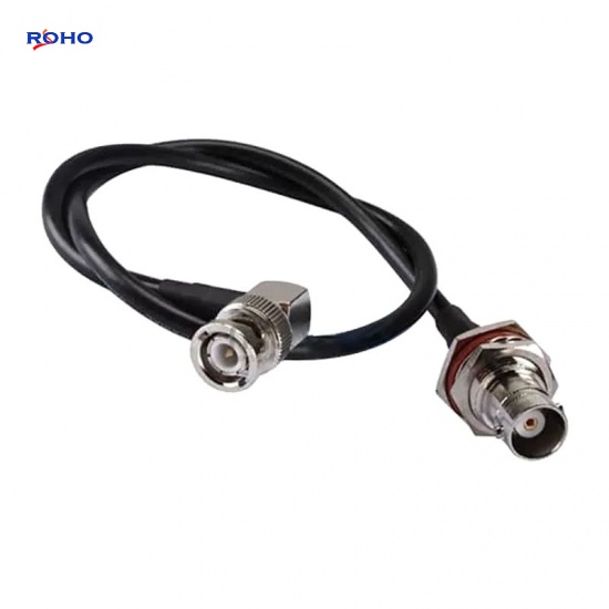 BNC Male Right Angle to BNC Female Bulkhead Cable Assembly
