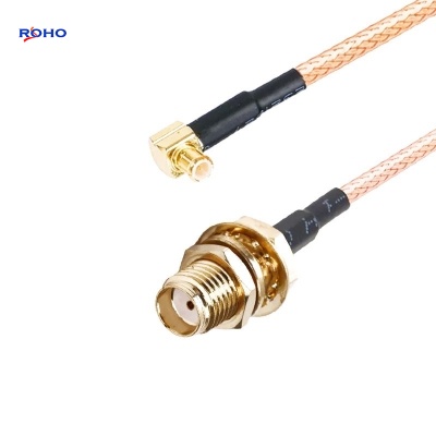 MCX Plug Right Angle to SMA Female Bulkhead Cable Assembly