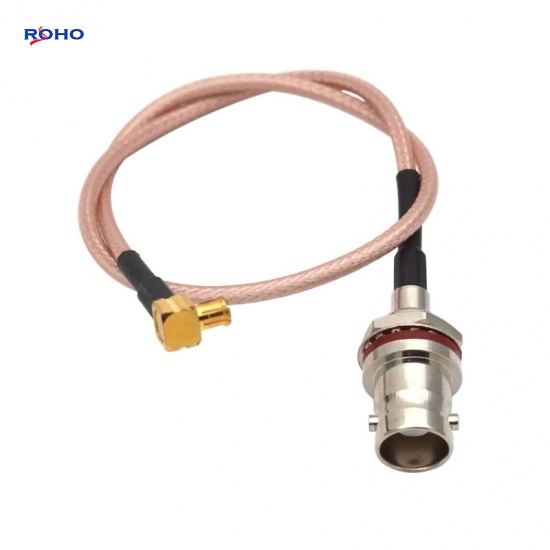 MCX Plug Right Angle to BNC Female Bulkhead Cable Assembly