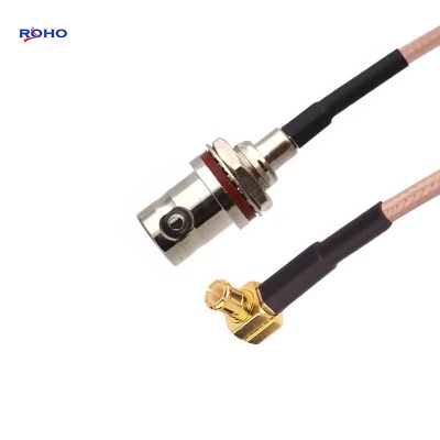 MCX Plug Right Angle to BNC Female Bulkhead Cable Assembly