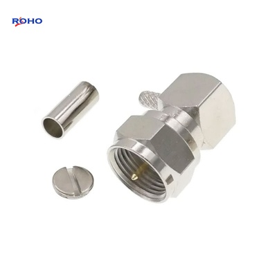 F Male Right Angle Crimp Connector for RG179 RG187 Cable