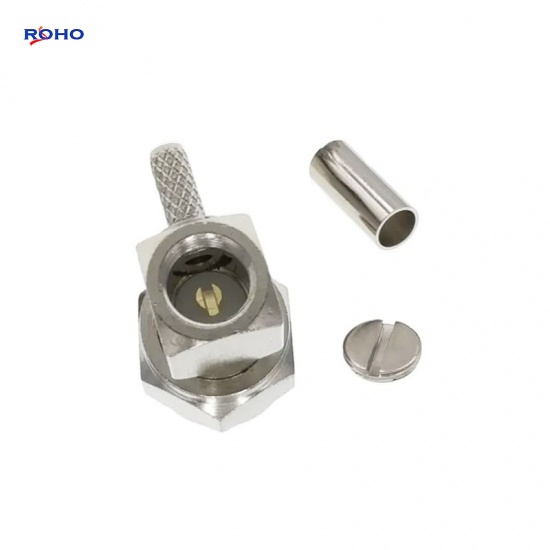 F Male Right Angle Crimp Connector for RG179 RG187 Cable