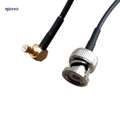 SMB Jack Right Angle to BNC Male Cable Assembly with RG174 Cable