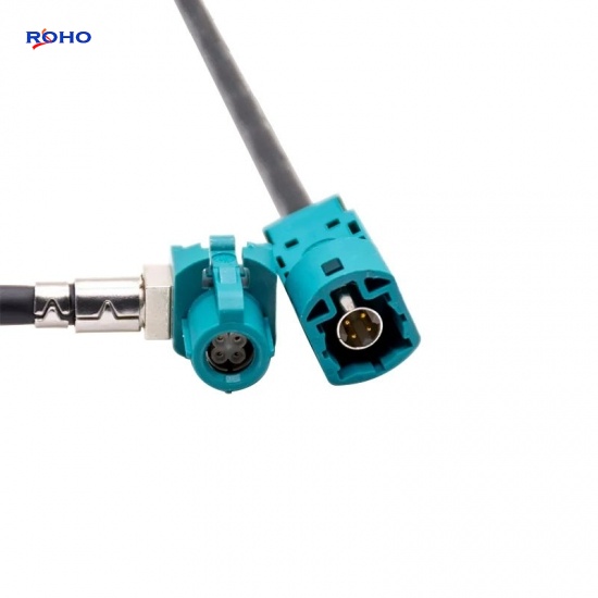 Fakra HSD Z Straight Plug to Fakra HSD Z Right Angle Jack Cable Assembly