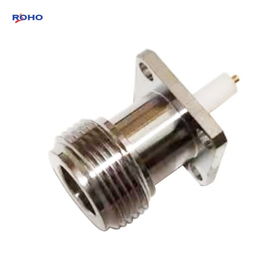 N Type Female 4 Hole Flange Solder Connector